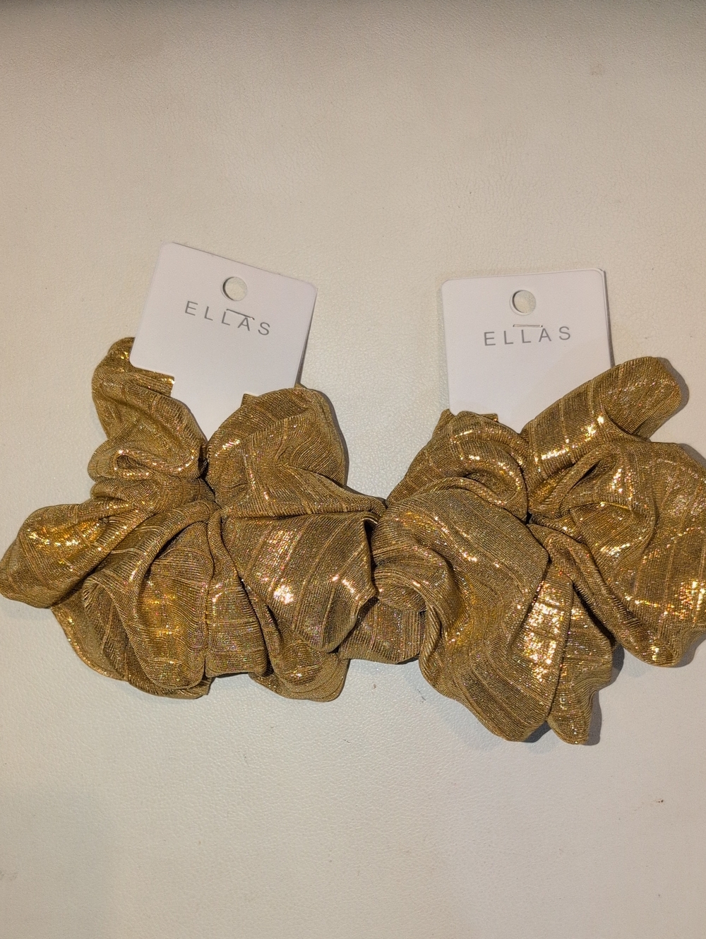 Ella Metallic Gold Shimmery Hair Scrunchie Duo Pack Of 2